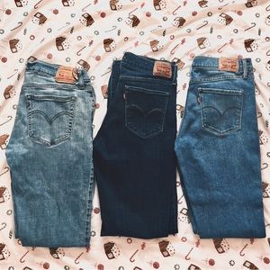 3 PIECE Levi’s straus skinny, straight boyfriend & crop jeans